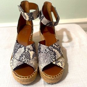 Franco Sarto snakeskin espadrille wedge -size 7